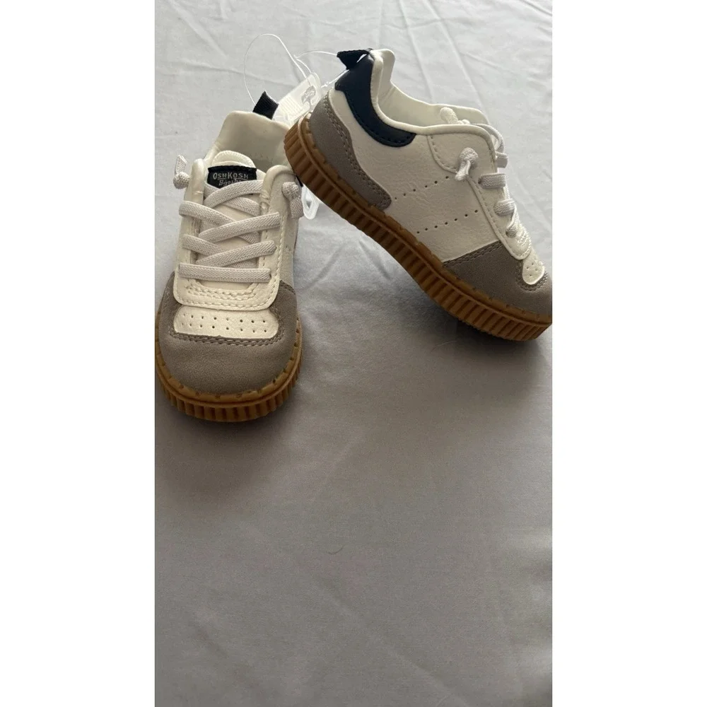 Lil Boys Sneakers By Oshkosh B'gosh Chema Sz 7 New  No Box Grey White‎ And Blue